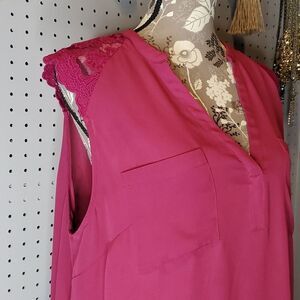Torrid Lace Inset Sleeveless Blouse, Wine Color, Sz 2X???